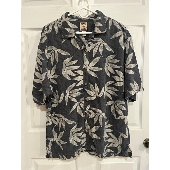 Tommy Bahama Other - Tommy Bahama Mens 100% Silk Floral Tropical Aloha Hawaiian Shirt L Gray & Gray
